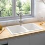Kitchen Sink White 76 x 48 x 30 cm Quartz and Resin Image 2