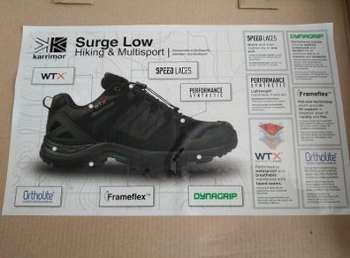 New Karrimor Surge low wtx mens black hiking shoes