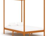 Canopy Bed Frame Honey Brown Solid Pine Wood 120x200 cm