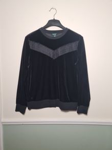womens RALPH LAUREN black velvet sweater jumper blouse Size medium