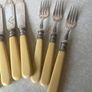 Vintage Set 1960's 6 Etched Fish Knives& 6 Forks stamped JTS @ EP Image 6