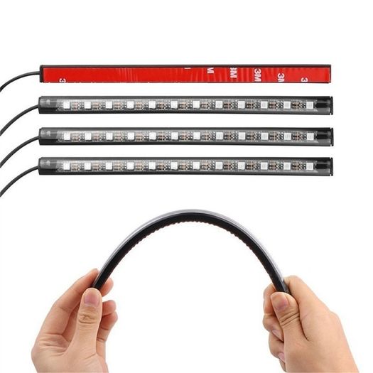 25312 Car RGB LED Strip Interior Light Multicolor Music Atmosphere Sound Active Foot LED Light Strip LED Lighting with USB Cigar Port
