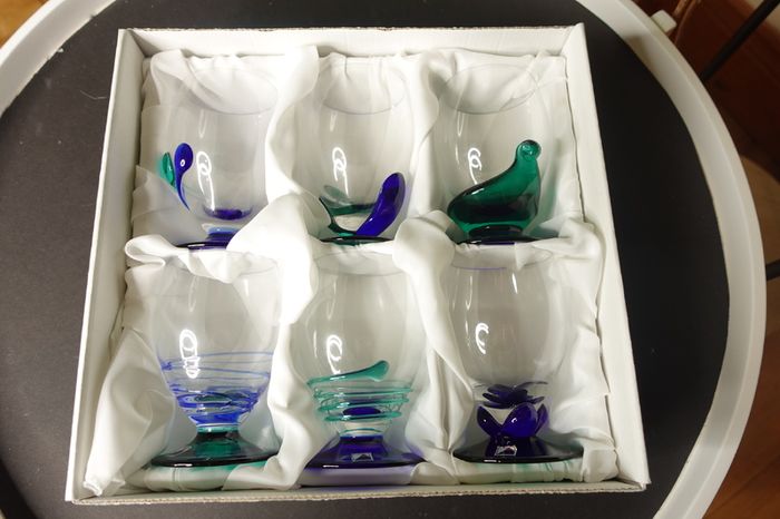 Vintage 6 Bohemia Chech Republic Multicolor Glasses in Box