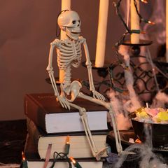 2 Packs 16" Posable Halloween Skeletons | Full Body Posable Joints Skeletons for Halloween Decoration, Graveyard De