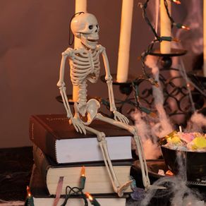 2 Packs 16" Posable Halloween Skeletons | Full Body Posable Joints Skeletons for Halloween Decoration, Graveyard De