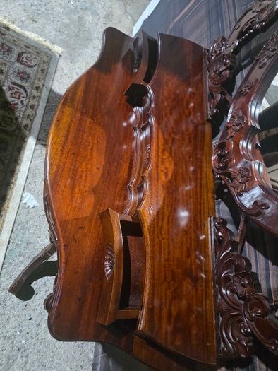 Rococo revival mahogany console table with  mirror