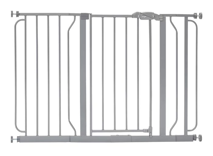 Easy Step 124cm Extra Wide Baby Gate, Platinum, Includes 10cm and 30.5cm Extension Kit, 4 Pack of Pressure Mount Kit and 4 Pack of Wall Mount Kit, fits 29" - 48 wide, 30 high