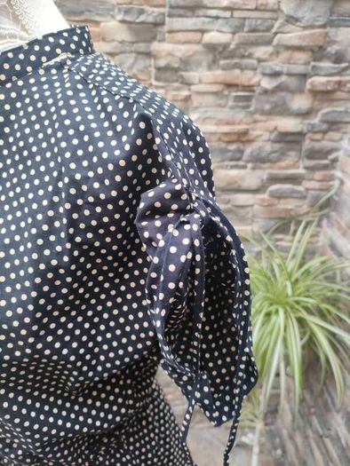 Vintage Betty Barclay Navy and cream polkadot midi dress