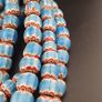 Vintage Venetian Style Turqouise Blue Chevron Glass Beads Necklace Strands Image 2