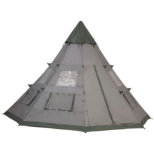 6-Person Outdoor Metal Frame Camping Tent w/ Carrier Bag Grey