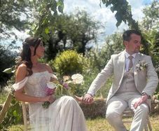 Bespoke Ivory/Blush Designer Wedding Dress