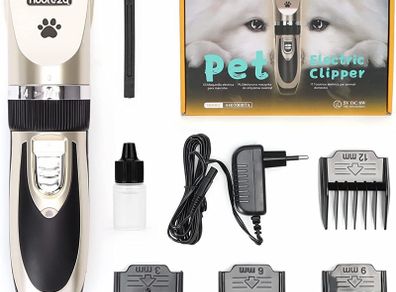 Dog Clippers Cordless, Professional Pet Grooming Kit, Dog Trimmer, Low Noise Dog Hair Clipper with 4 Combs, Rechargeable Electric Cat Shaver Shears Tools for All Pets (FREE POSTAGE)