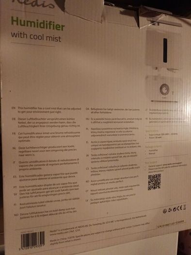 Nedis Humidifier - used once - perfect condition