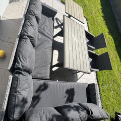 Outdoor corner sofa, table and chairs
