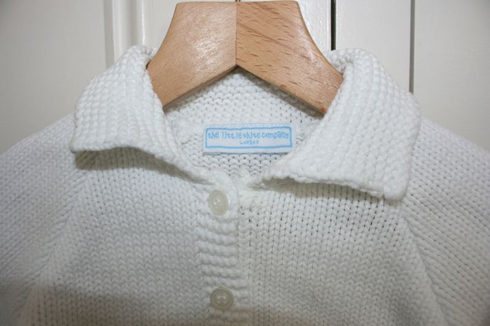 The Little White Company White Cotton Knit Cardigan Age 0 - 3 Months - Like New