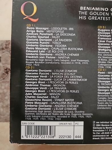 Beniamino Gigli 4CD Boxset  - The Golden Voice  / His Greatest Arias