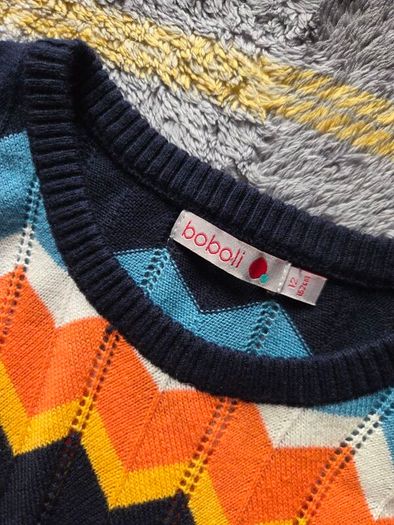 Boboli Chevron Zig-Zag & Striped Knit Dress