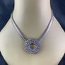Mid Century Silver Tone Statement Necklace Image 2