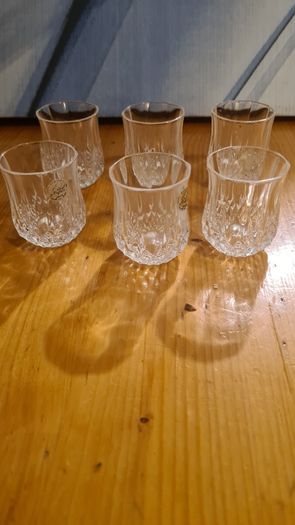 6 X Beautiful Crystal D'arques Small Sherry Glasses In Mint Condition.