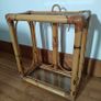 Vintage Italian bamboo and rattan coffee  table magazine rack, from the 1970s Image 3