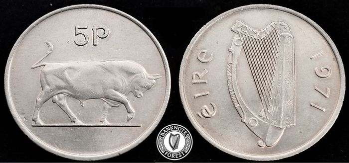 Ireland - 1971 - 5 Pence - Bull - KM.22 - [2396]