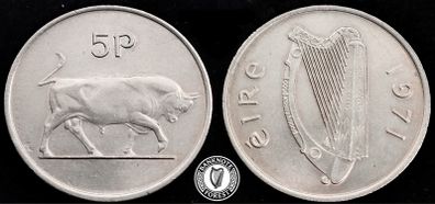 Ireland - 1971 - 5 Pence - Bull - KM.22 - [2396]