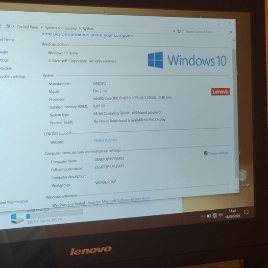 Lenovo Laptop Intel core i5 Ram 8 GB - Read the full description