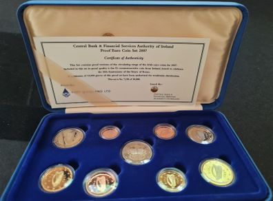 Ireland 2007 Proof Euro Coin Set  In case with Coa and outer box