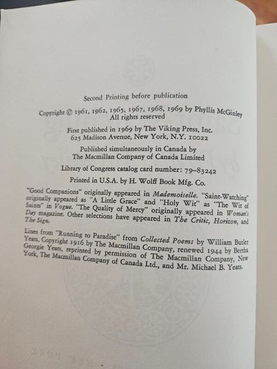 Saint-watching. By Phyllis Mcginley. First Edition Thus Hardback With Dustjacket In Good Condition.  See Photos For Same.  25