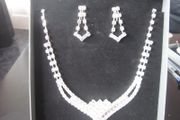 Silver/Crystal Bridal Neck Piece and Earrings