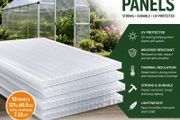 10 x Double Wall Sheets, 6 mm, Can Be Cut to Size, 121 x 60.5 cm, Polycarbonate UV-Resistant, Clear, Twin-Wall Panels, Greenhouse Panels, Multi-Wall Sheets