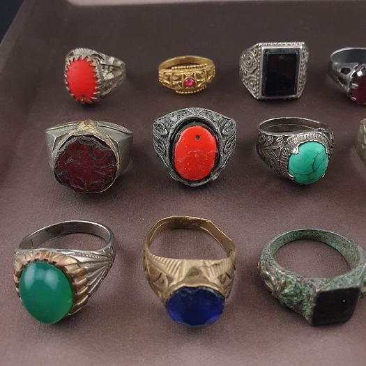 Antique Brass Ring Collection 15 Mixed Vintage Handmade Rings