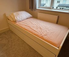 Bed frame with under bed and storage