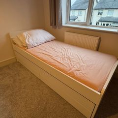 Bed frame with under bed and storage