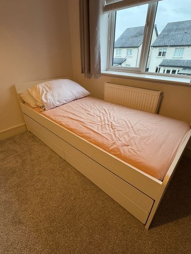 Bed frame with under bed and storage