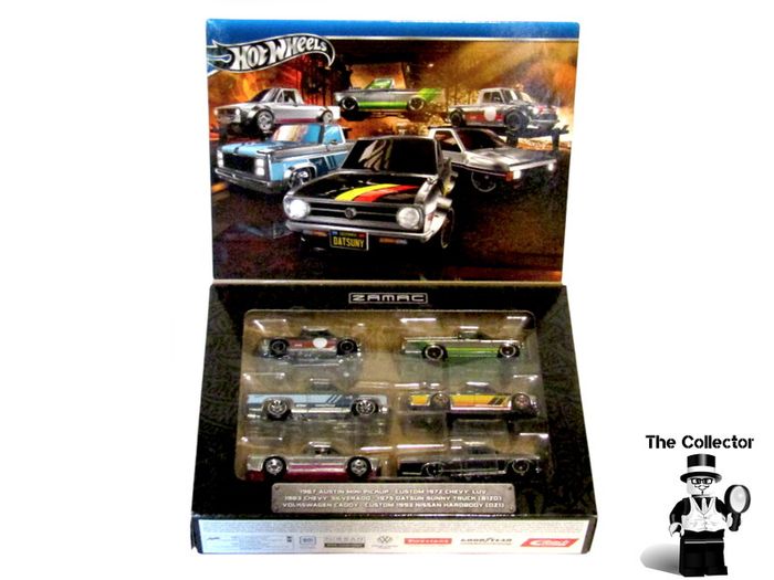 Hotwheels 6 piece pickup truck zamac set Includes Volkswagen Caddy 83 Silverado Chevy Luv, Datsun sunny Nissan Hardbody and Austin Mini 2024 Brand New Sealed