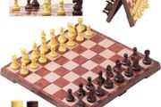 Chess Set and Draughts, 2 IN 1 Folding Chess Board Set, Magnetic Chess Pieces, Portable Travel Chess Set Board Games, Educational Toys Gifts for Adults, 31x31cm