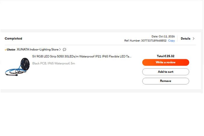 5m RGB 5050 waterproof led strip (5 Volts)