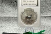 1oz Fine 999 Silver Bullion 50th Anniversary Krugerrand 2017 Coin with COA.