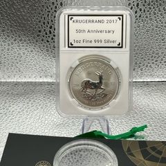 1oz Fine 999 Silver Bullion 50th Anniversary Krugerrand 2017 Coin with COA.