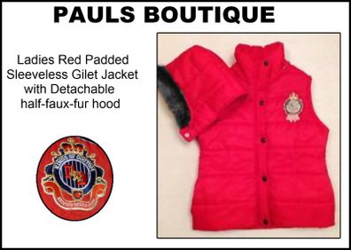 Pauls Boutique Ladies Red Padded Sleeveless Gilet Jacket with Detachable Half-Faux-Fur Hood