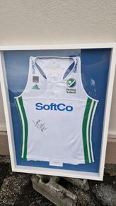 signed and framed irish international hockey jersey