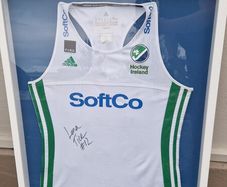 signed and framed irish international hockey jersey