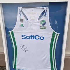 signed and framed irish international hockey jersey