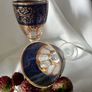 A pair of Italian  Crystal Royal Blue Gold Wine  Glasses Image 4