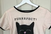 Girls pink slogan cat top
