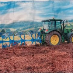 John Deere tractor ploughing flag 3ft x 2ft.