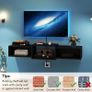 Floating TV Stand Wall Mounted,Wood TV Cabinet Media Console Shelf,Floating TV Unit for Under TV Storage for Living Room Bedroom Office,Black Image 4