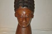 Large hand carved African wooden bust