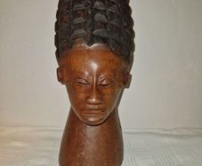 Large hand carved African wooden bust